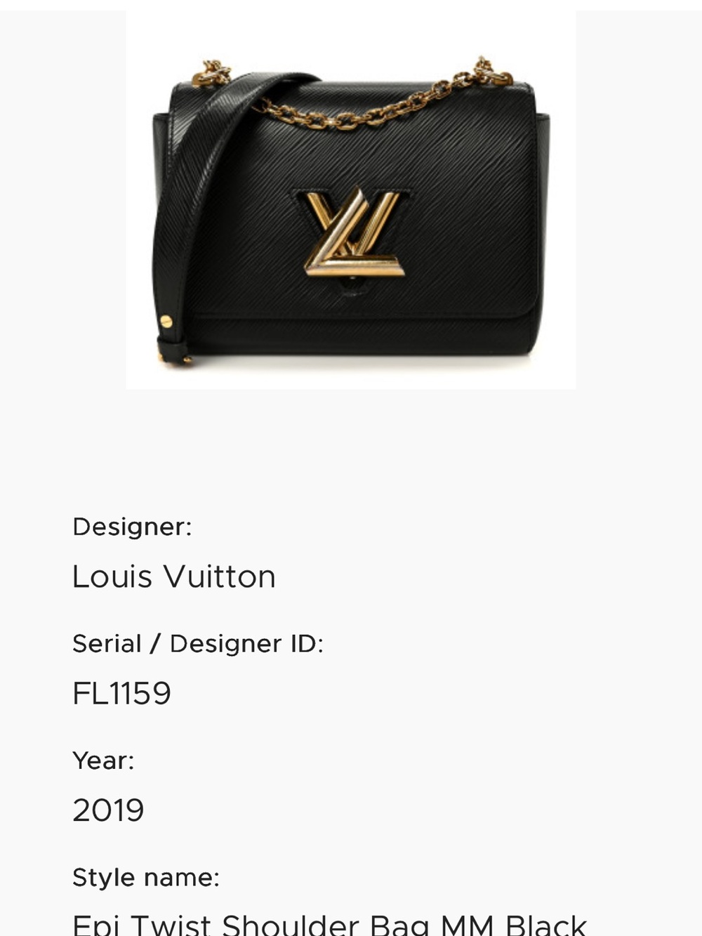Louis Vuitton epi twist shoulder bag MM black